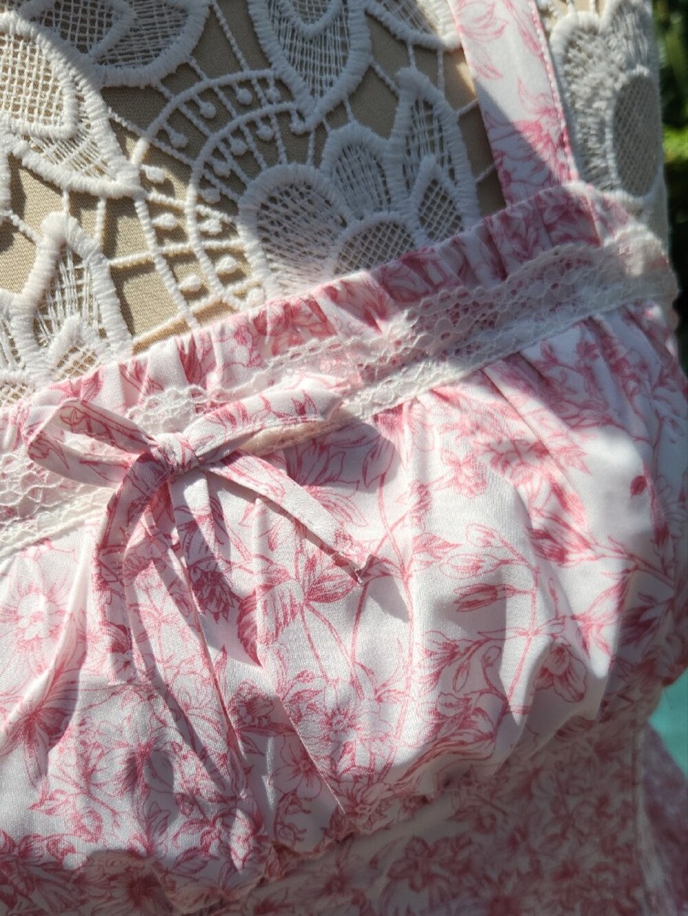 Women's Pink Floral Mini Dress with Delicate Straps - Picture 3 of 7